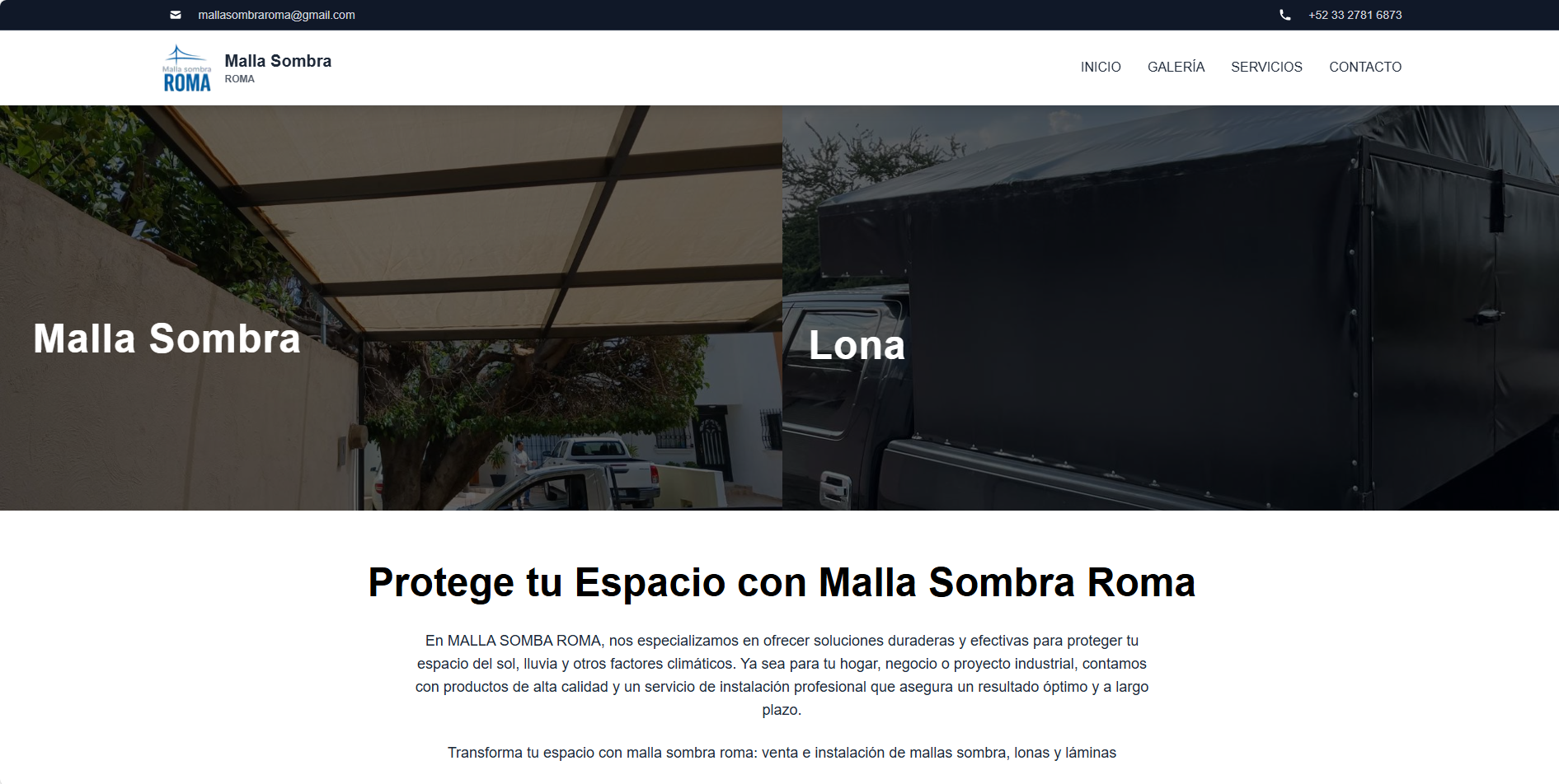 Captura del sitio web Malla sombra ROMA